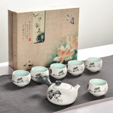 Ceramic Snow Glaze 7pcs Kung Fu Tea Set | 陶瓷雪花釉7头功夫茶具套装 - YIQIN TEA HOUSE 一沁茶舍 | yiqinteahouse.com