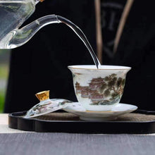 Load image into Gallery viewer, Jingdezhen Bone China Tea Set [Ink Camellia] 8pcs | 景德镇 骨瓷茶具8头套装 [墨水山] - YIQIN TEA HOUSE 一沁茶舍 | yiqinteahouse.com
