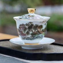 Load image into Gallery viewer, Jingdezhen Bone China Tea Set [Ink Camellia] 8pcs | 景德镇 骨瓷茶具8头套装 [墨水山] - YIQIN TEA HOUSE 一沁茶舍 | yiqinteahouse.com
