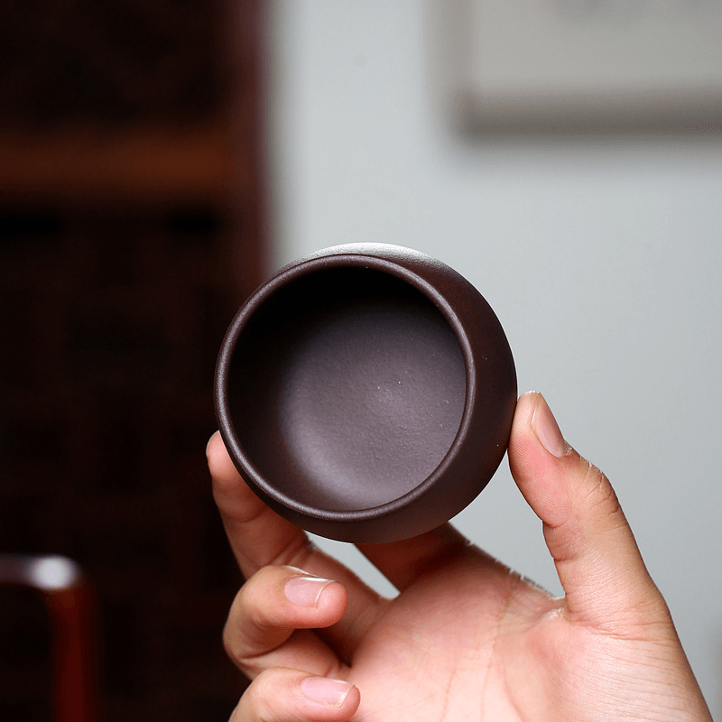 Yixing Purple Clay (Zisha)  [Round Cup] Tea Cup | 宜兴紫砂 原矿紫泥 [圆腹] 品茗杯 80ml - YIQIN TEA HOUSE 一沁茶舍  |  yiqinteahouse.com