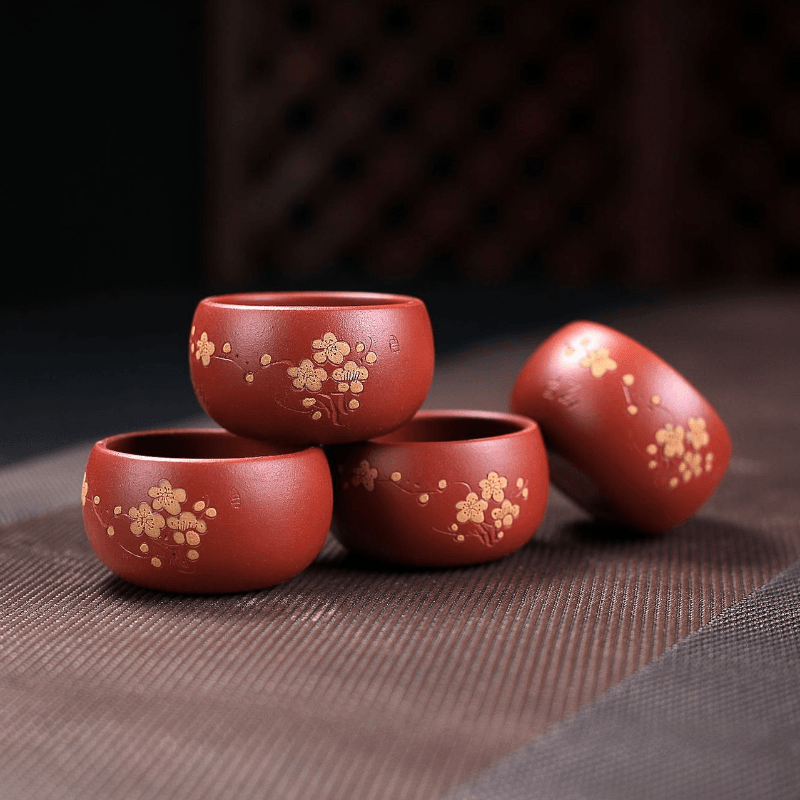 Yixing Purple Clay Teapot [Plum Blossom Shi Piao] Set | 宜兴紫砂壶 原矿大红袍 [梅花石瓢] 茶壶套装 - YIQIN TEA HOUSE 一沁茶舍  |  yiqinteahouse.com
