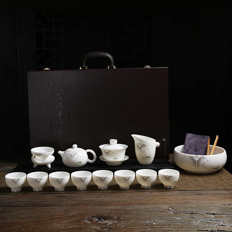 Mutton Fat Jade White Porcelain Tea Gift Set [Shangshan Ruoshui] | 羊脂玉白瓷 [上善若水] 功夫茶具礼品套装 - YIQIN TEA HOUSE 一沁茶舍  |  yiqinteahouse.com