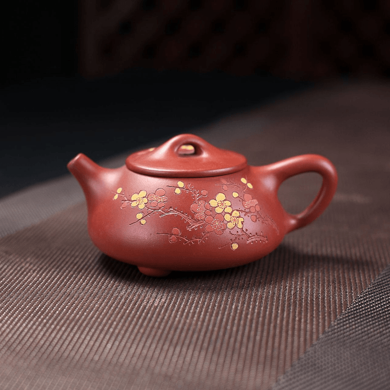 Yixing Purple Clay Teapot [Plum Blossom Shi Piao] Set | 宜兴紫砂壶 原矿大红袍 [梅花石瓢] 茶壶套装 - YIQIN TEA HOUSE 一沁茶舍  |  yiqinteahouse.com