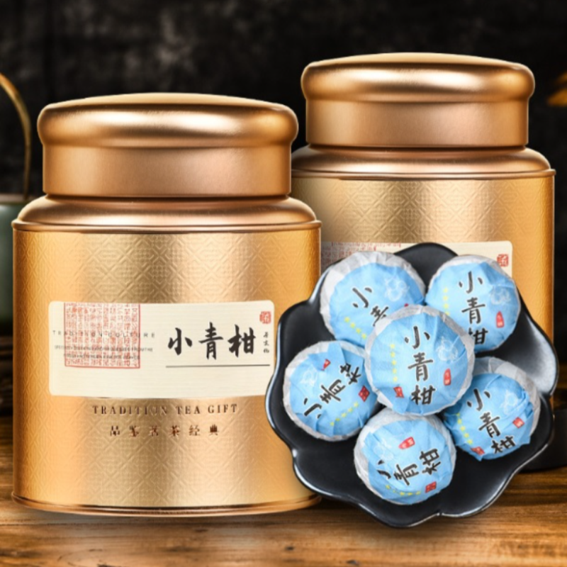 Mandarin Pu-er (Yunnan Shu Pu-er x Xinhui Mandarin) Canned Gift Set | 小青桔柑普茶 (云南普洱熟茶 x 新会小青柑) 茶茶叶罐装礼装 500g