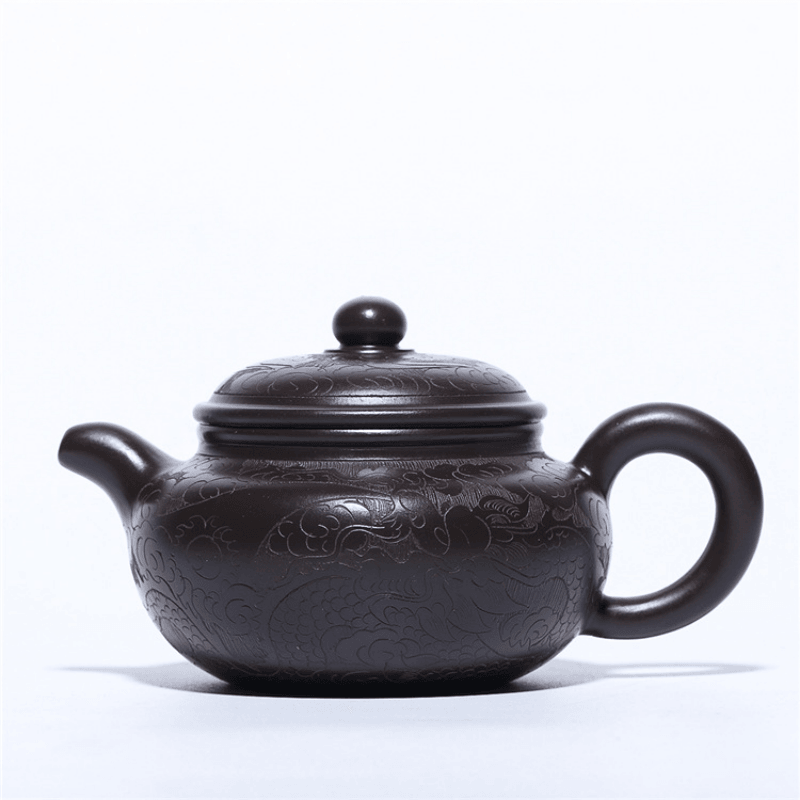 Yixing Purple Clay Teapot [Dragon Carved  Antique] | 宜兴紫砂壶 原矿紫泥刻绘 [龙纹仿古] - YIQIN TEA HOUSE 一沁茶舍  |  yiqinteahouse.com