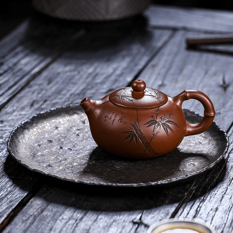Full Handmade Yixing Purple Clay Teapot [Bamboo Xishi] | 全手工宜兴紫砂壶 原矿底槽清 [竹韵西施] - YIQIN TEA HOUSE 一沁茶舍  |  yiqinteahouse.com
