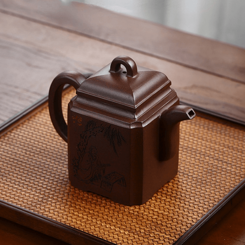 Full Handmade Yixing Purple Clay Teapot [Life Like Tea] | 全手工宜兴紫砂壶 家藏黑星砂 [人生如茶] - YIQIN TEA HOUSE 一沁茶舍  |  yiqinteahouse.com