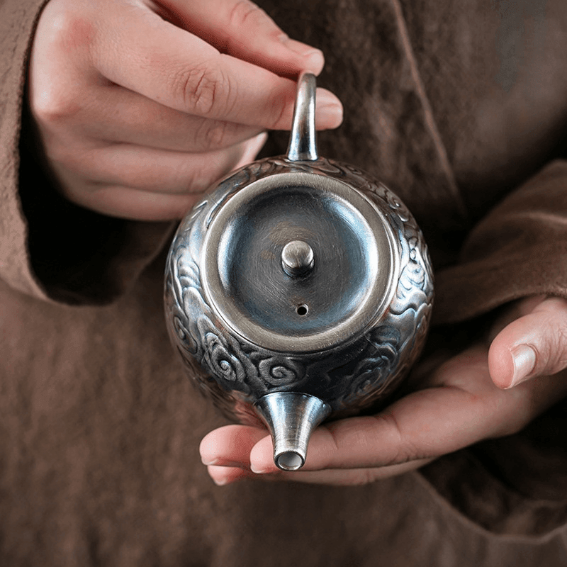 Colorful Antique Gilt Silver Ceramic Teapot | 七彩祥云鎏银仿古陶瓷茶壶 - YIQIN TEA HOUSE 一沁茶舍  |  yiqinteahouse.com