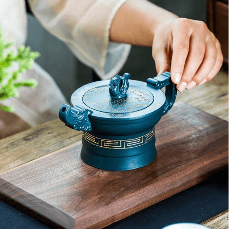 Full Handmade Yixing Purple Clay Teapot [Phoenix] | 全手工宜兴紫砂壶 苏门答蜡青 [凤求凰] - YIQIN TEA HOUSE 一沁茶舍  |  yiqinteahouse.com