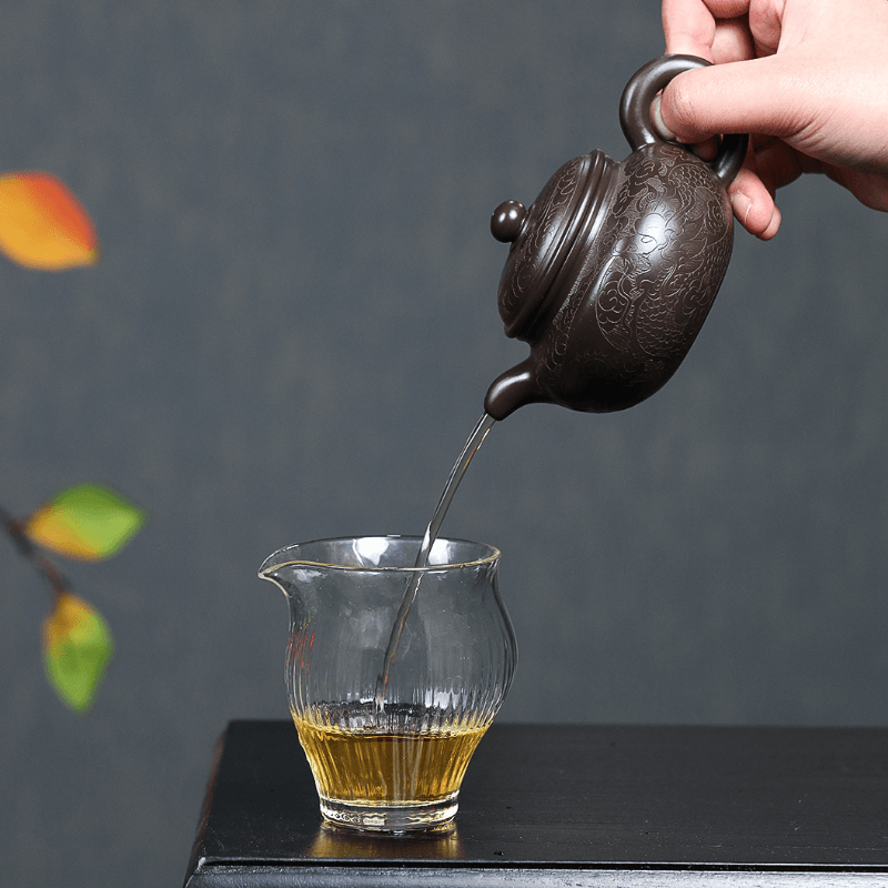 Yixing Purple Clay Teapot [Dragon Carved  Antique] | 宜兴紫砂壶 原矿紫泥刻绘 [龙纹仿古] - YIQIN TEA HOUSE 一沁茶舍  |  yiqinteahouse.com