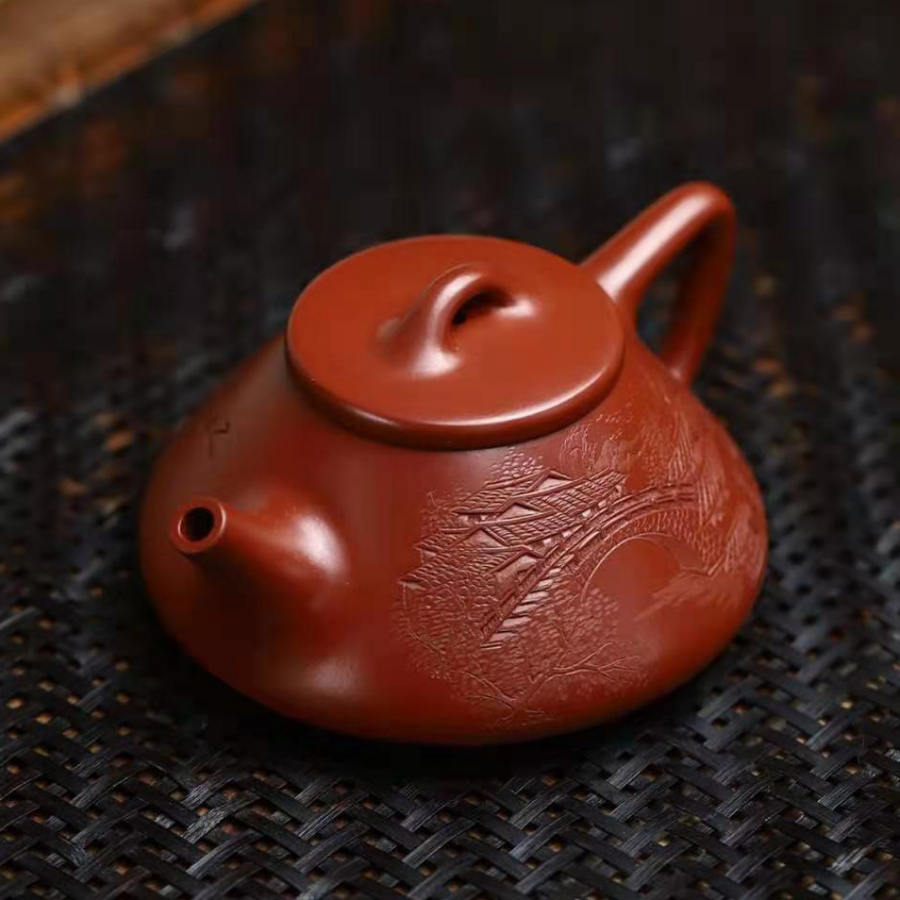 全手工宜兴紫砂茶壶 [江南子冶石瓢壶] (大红袍 - 220ml)

