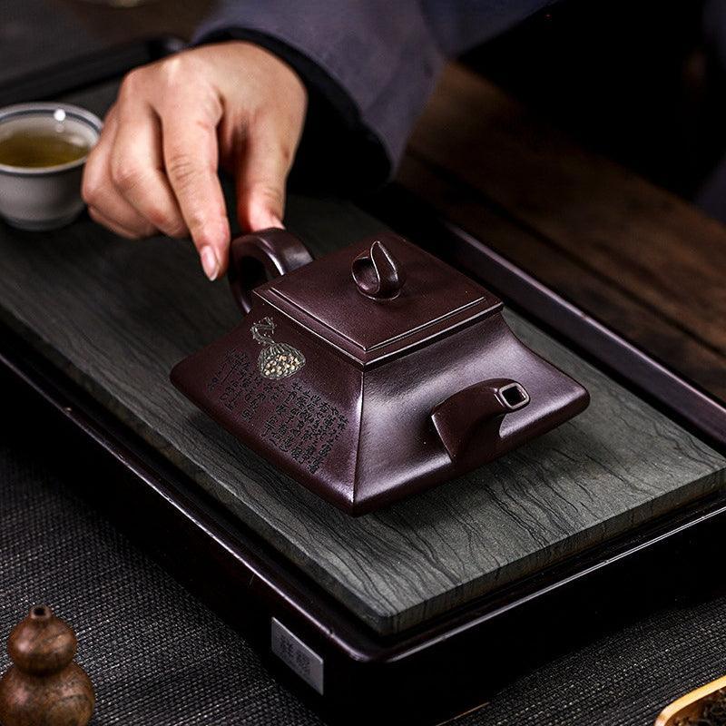 Full Handmade Yixing Purple Clay Teapot [Ai Lian Shuo] | 全手工宜兴紫砂壶 百目紫茄泥 [爱莲说] - YIQIN TEA HOUSE 一沁茶舍  |  yiqinteahouse.com