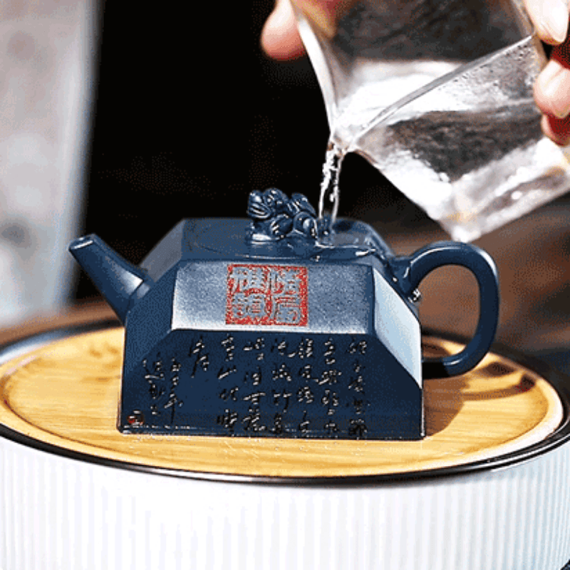 Full Handmade Yixing Purple Clay Teapot [Qingfeng Zhu Ying] | 全手工宜兴紫砂壶 珍藏天青泥 [清风竹影] - YIQIN TEA HOUSE 一沁茶舍  |  yiqinteahouse.com