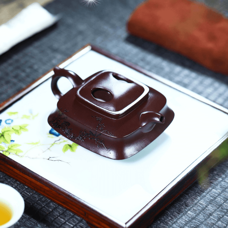 Full Handmade Yixing Purple Clay Teapot [Zui Mei] | 全手工宜兴紫砂壶 珍藏100目紫茄泥 [醉梅] - YIQIN TEA HOUSE 一沁茶舍  |  yiqinteahouse.com