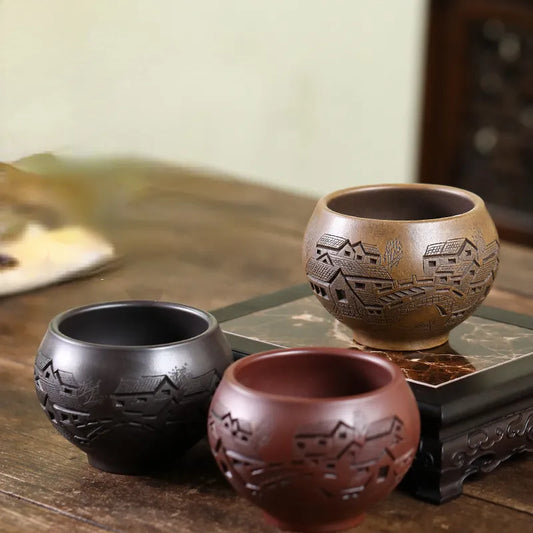 Full Handmade Yixing Zisha Big Master Tea Cup Gift Set [Jiangnan Guyun] 280ml - YIQIN TEA HOUSE | yiqinteahouse.com | new arrival, tea cup, teaware