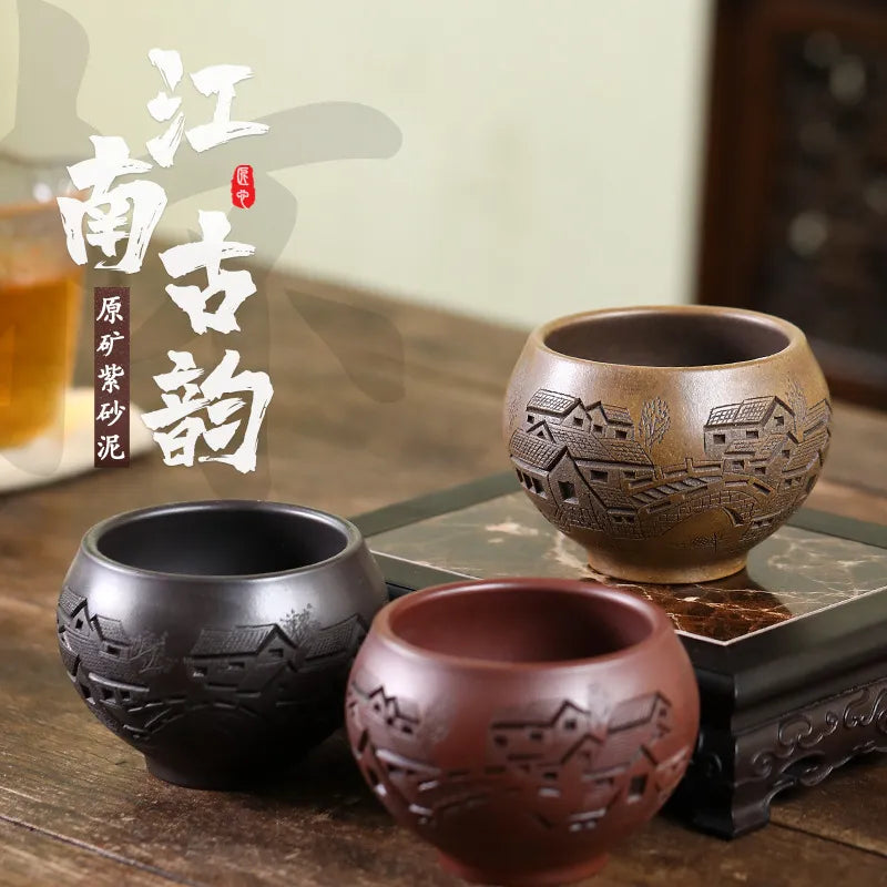 Full Handmade Yixing Zisha Big Master Tea Cup Gift Set [Jiangnan Guyun] 280ml - YIQIN TEA HOUSE | yiqinteahouse.com | new arrival, tea cup, teaware