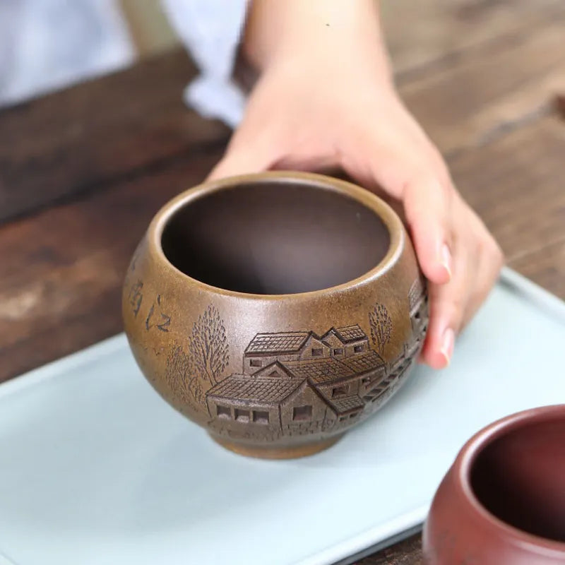 Full Handmade Yixing Zisha Big Master Tea Cup Gift Set [Jiangnan Guyun] 280ml - YIQIN TEA HOUSE | yiqinteahouse.com | new arrival, tea cup, teaware