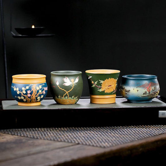 Full Handmade Yixing Zisha Master Tea Cup Set [Shanshui] - YIQIN TEA HOUSE | yiqinteahouse.com | tea cup, teaware