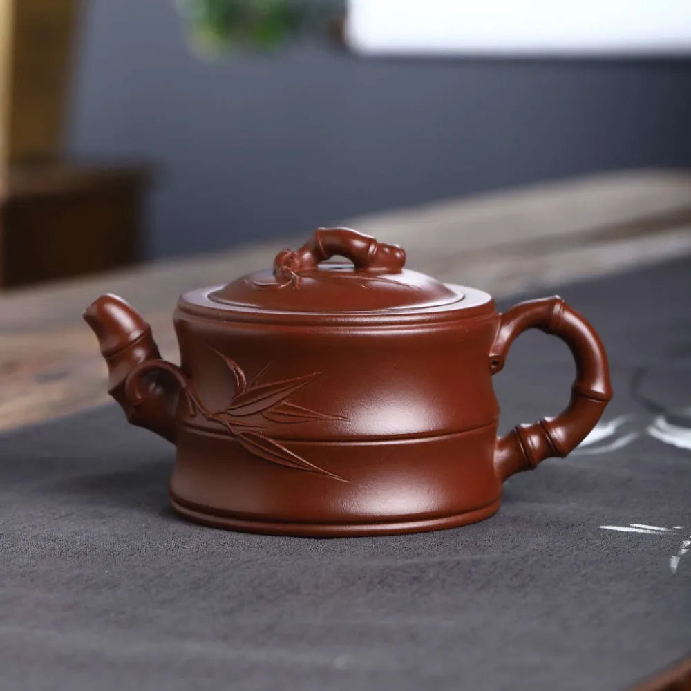 Full Handmade Yixing Zisha Teapot [Bamboo Pot] (Zi Ni - 260ml) - YIQIN TEA HOUSE | yiqinteahouse.com | 200-300ml, full handmade zisha teapot, new arrival, plain smooth, teapot, teaware