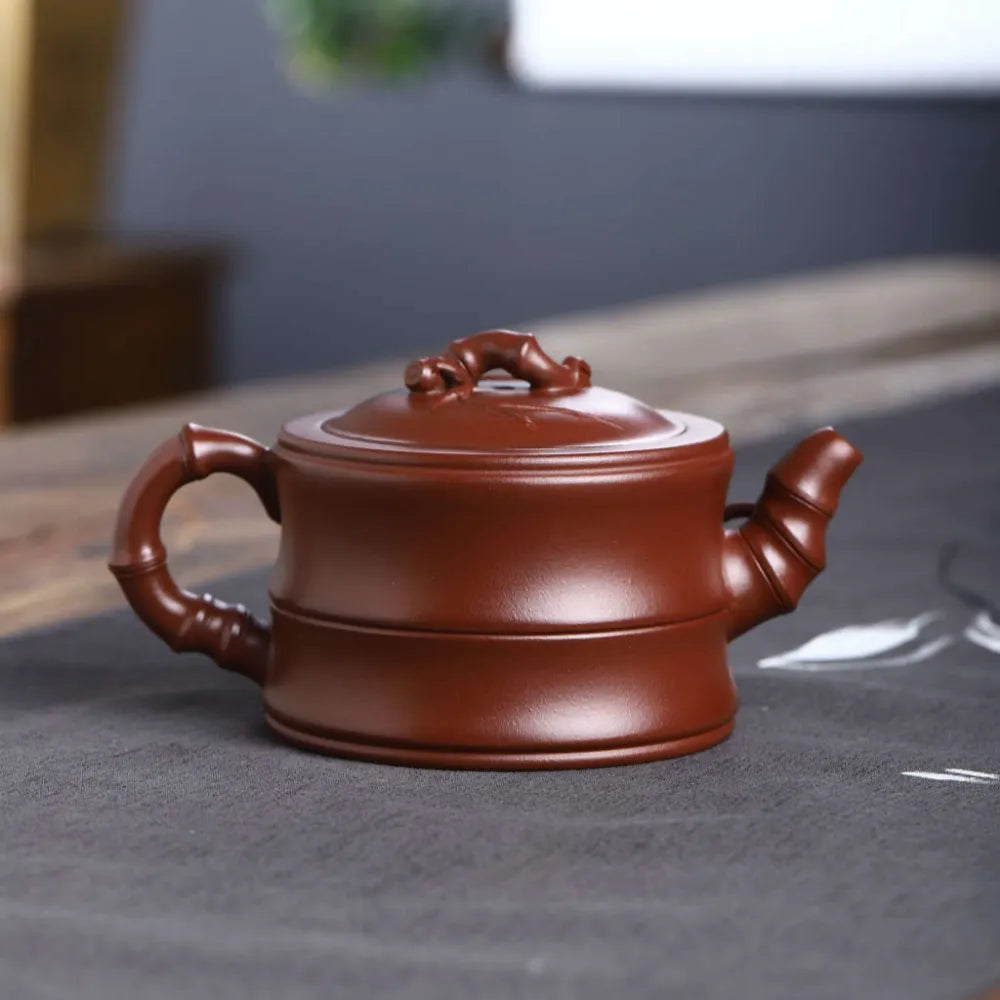 Full Handmade Yixing Zisha Teapot [Bamboo Pot] (Zi Ni - 260ml) - YIQIN TEA HOUSE | yiqinteahouse.com | 200-300ml, full handmade zisha teapot, new arrival, plain smooth, teapot, teaware