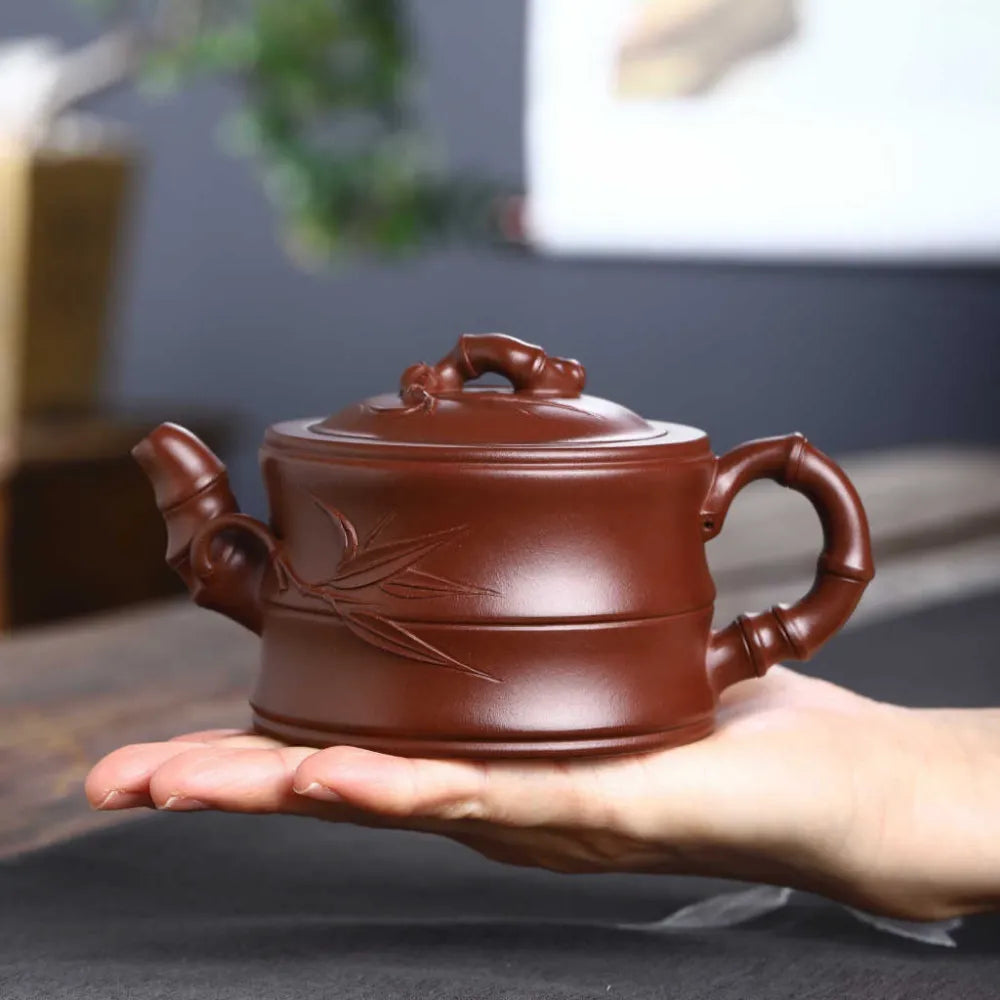 Full Handmade Yixing Zisha Teapot [Bamboo Pot] (Zi Ni - 260ml) - YIQIN TEA HOUSE | yiqinteahouse.com | 200-300ml, full handmade zisha teapot, new arrival, plain smooth, teapot, teaware