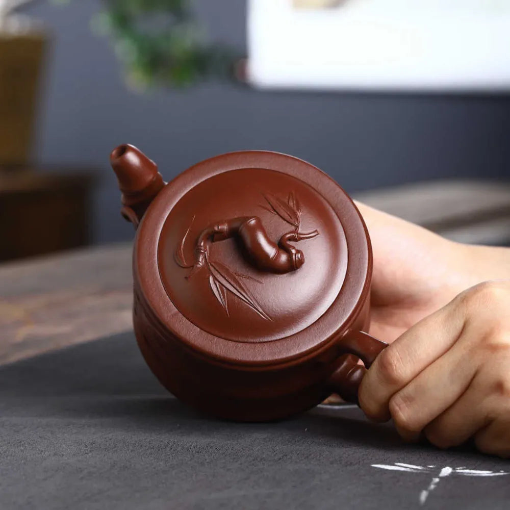 Full Handmade Yixing Zisha Teapot [Bamboo Pot] (Zi Ni - 260ml) - YIQIN TEA HOUSE | yiqinteahouse.com | 200-300ml, full handmade zisha teapot, new arrival, plain smooth, teapot, teaware