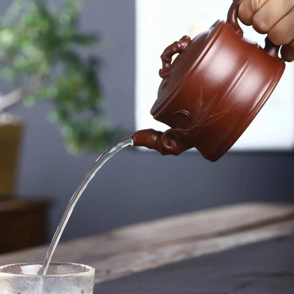 Full Handmade Yixing Zisha Teapot [Bamboo Pot] (Zi Ni - 260ml) - YIQIN TEA HOUSE | yiqinteahouse.com | 200-300ml, full handmade zisha teapot, new arrival, plain smooth, teapot, teaware