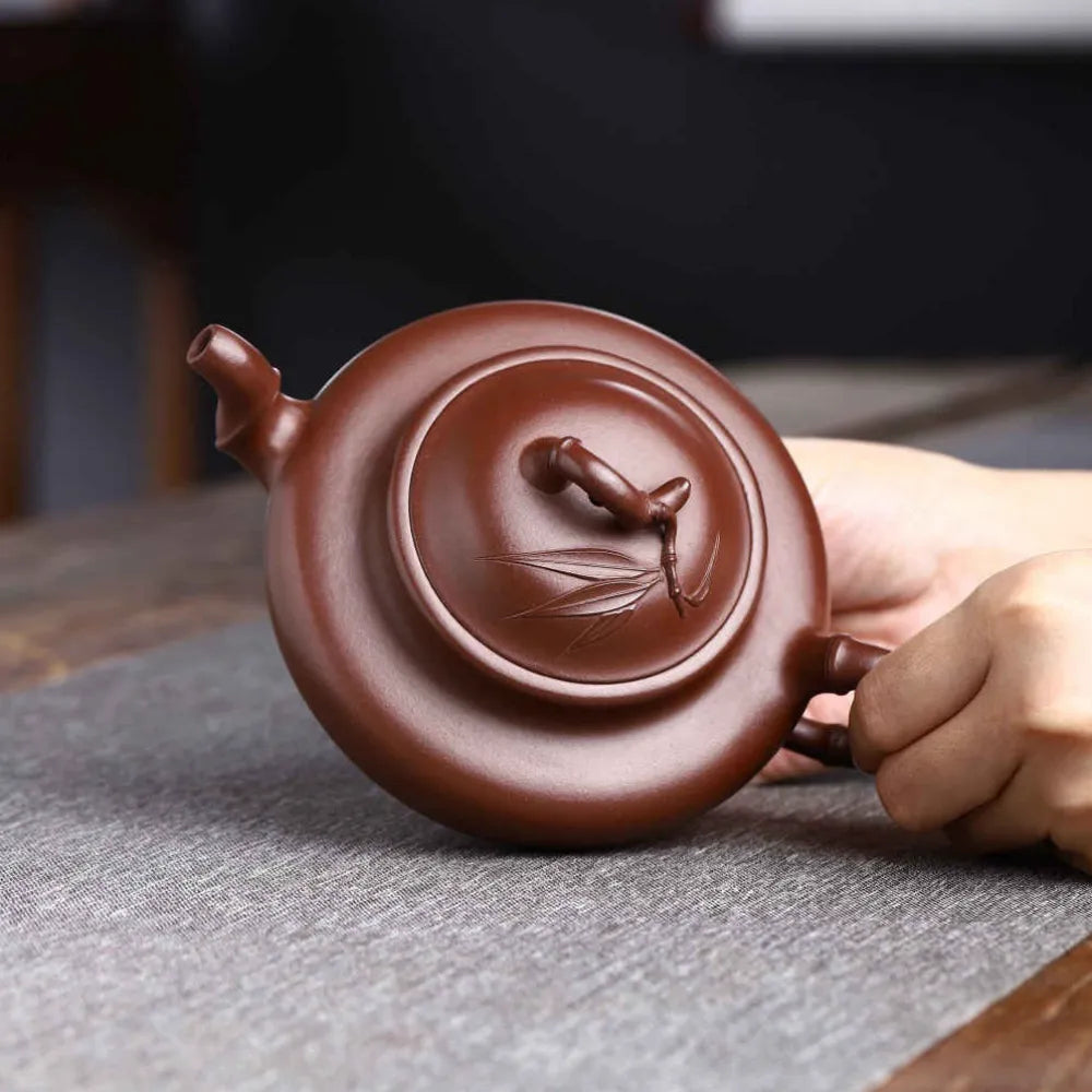 Full Handmade Yixing Zisha Teapot [Bamboo Pot] (Zi Ni - 280ml) - YIQIN TEA HOUSE | yiqinteahouse.com | 200-300ml, full handmade zisha teapot, new arrival, plain smooth, teapot, teaware