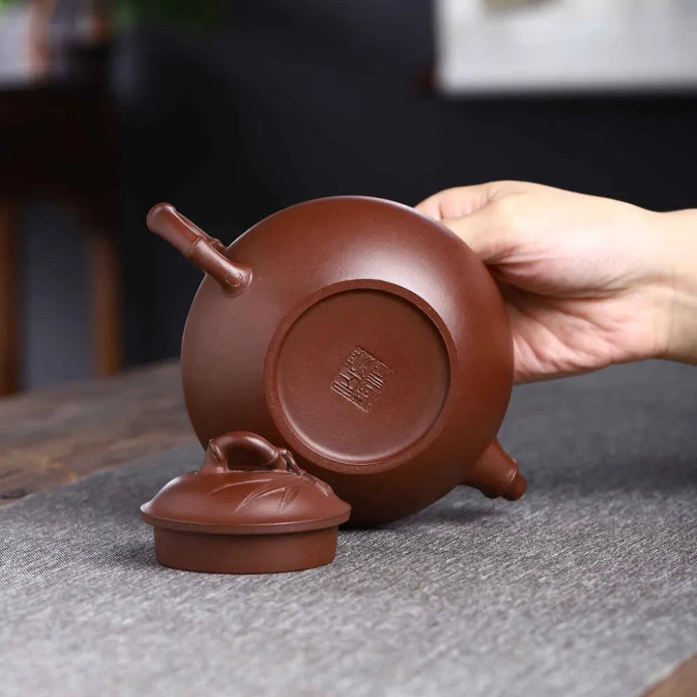 Full Handmade Yixing Zisha Teapot [Bamboo Pot] (Zi Ni - 280ml) - YIQIN TEA HOUSE | yiqinteahouse.com | 200-300ml, full handmade zisha teapot, new arrival, plain smooth, teapot, teaware