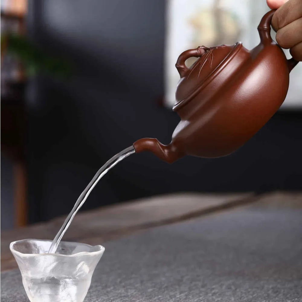 Full Handmade Yixing Zisha Teapot [Bamboo Pot] (Zi Ni - 280ml) - YIQIN TEA HOUSE | yiqinteahouse.com | 200-300ml, full handmade zisha teapot, new arrival, plain smooth, teapot, teaware