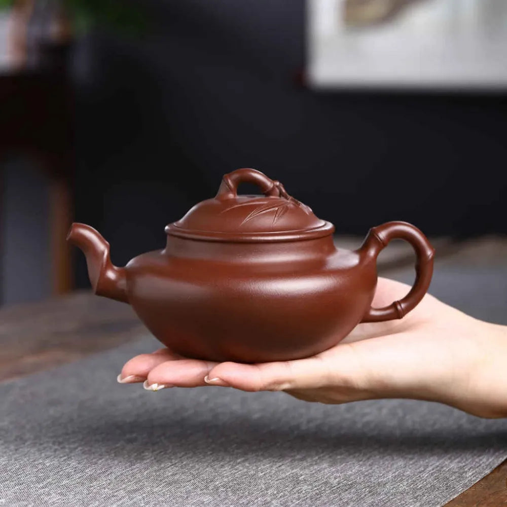 Full Handmade Yixing Zisha Teapot [Bamboo Pot] (Zi Ni - 280ml) - YIQIN TEA HOUSE | yiqinteahouse.com | 200-300ml, full handmade zisha teapot, new arrival, plain smooth, teapot, teaware