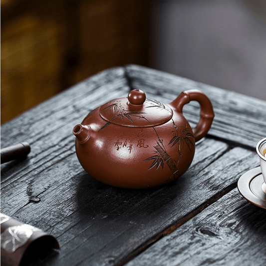 Full Handmade Yixing Zisha Teapot [Bamboo Xishi] (Di Cao Qing - 250ml) - YIQIN TEA HOUSE | yiqinteahouse.com | 200-300ml, full handmade zisha teapot, new arrival, teapot, teaware