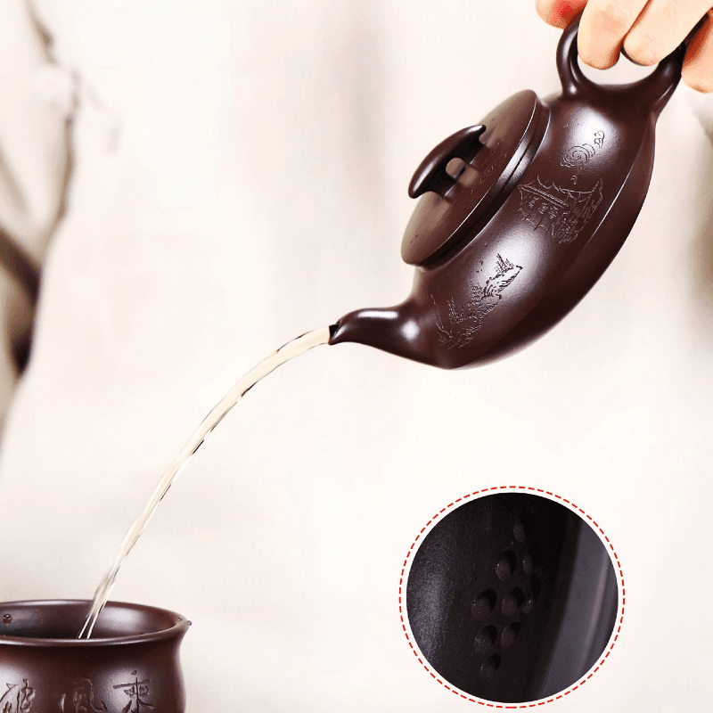 Full Handmade Yixing Zisha Teapot [Cheng Feng Po Lang] 1 Pot 5 Cups Set (Lao Zi Ni - 320ml) - YIQIN TEA HOUSE | yiqinteahouse.com | >300ml, full handmade zisha teapot, new arrival, teapot, teaware, teaware set