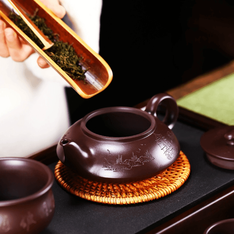 Full Handmade Yixing Zisha Teapot [Cheng Feng Po Lang] 1 Pot 5 Cups Set (Lao Zi Ni - 320ml) - YIQIN TEA HOUSE | yiqinteahouse.com | >300ml, full handmade zisha teapot, new arrival, teapot, teaware, teaware set