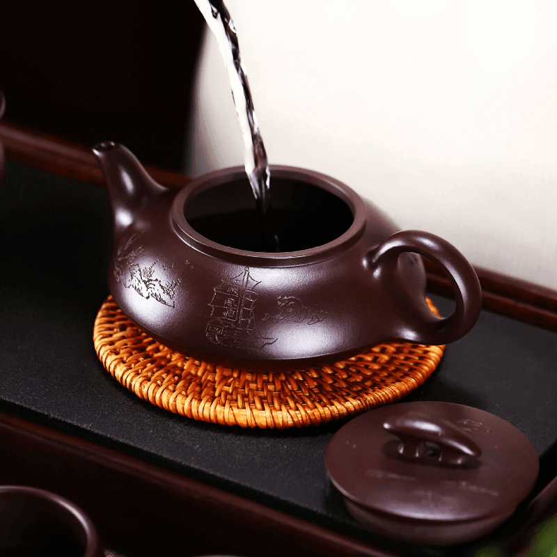 Full Handmade Yixing Zisha Teapot [Cheng Feng Po Lang] 1 Pot 5 Cups Set (Lao Zi Ni - 320ml) - YIQIN TEA HOUSE | yiqinteahouse.com | >300ml, full handmade zisha teapot, new arrival, teapot, teaware, teaware set