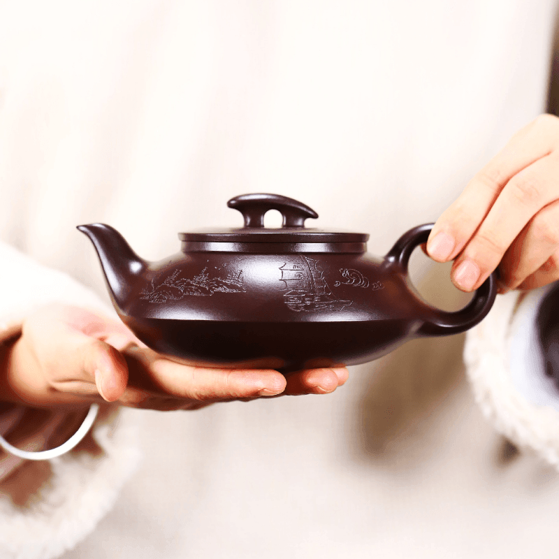 Full Handmade Yixing Zisha Teapot [Cheng Feng Po Lang] 1 Pot 5 Cups Set (Lao Zi Ni - 320ml) - YIQIN TEA HOUSE | yiqinteahouse.com | >300ml, full handmade zisha teapot, new arrival, teapot, teaware, teaware set