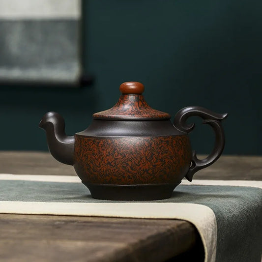 Full Handmade Yixing Zisha Teapot [Dancing Phoenix] (Hei Jiao Ni - 350ml) - YIQIN TEA HOUSE | yiqinteahouse.com | >300ml, full handmade zisha teapot, new arrival, plain smooth, teapot, teaware