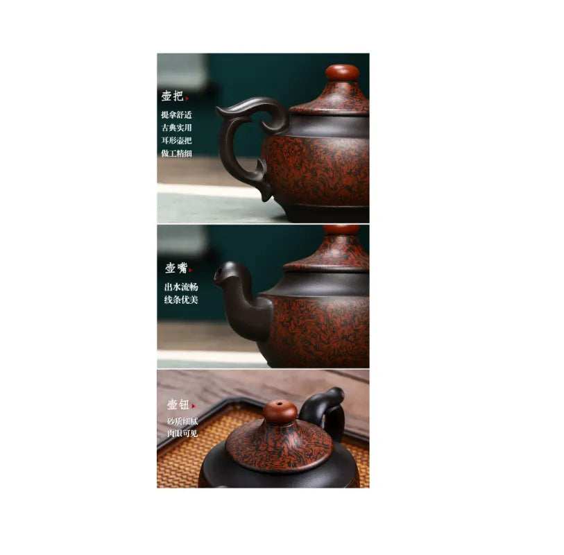 Full Handmade Yixing Zisha Teapot [Dancing Phoenix] (Hei Jiao Ni - 350ml) - YIQIN TEA HOUSE | yiqinteahouse.com | >300ml, full handmade zisha teapot, new arrival, plain smooth, teapot, teaware