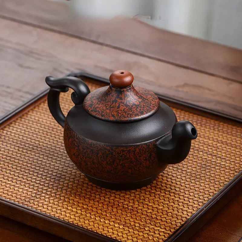 Full Handmade Yixing Zisha Teapot [Dancing Phoenix] (Hei Jiao Ni - 350ml) - YIQIN TEA HOUSE | yiqinteahouse.com | >300ml, full handmade zisha teapot, new arrival, plain smooth, teapot, teaware