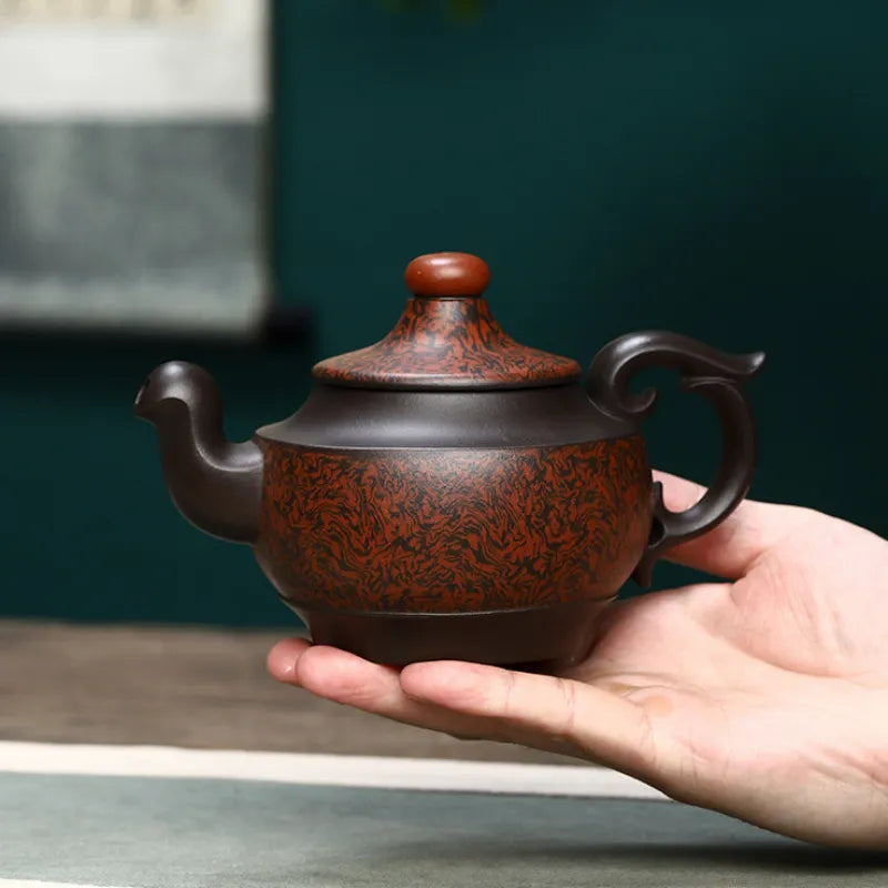 Full Handmade Yixing Zisha Teapot [Dancing Phoenix] (Hei Jiao Ni - 350ml) - YIQIN TEA HOUSE | yiqinteahouse.com | >300ml, full handmade zisha teapot, new arrival, plain smooth, teapot, teaware