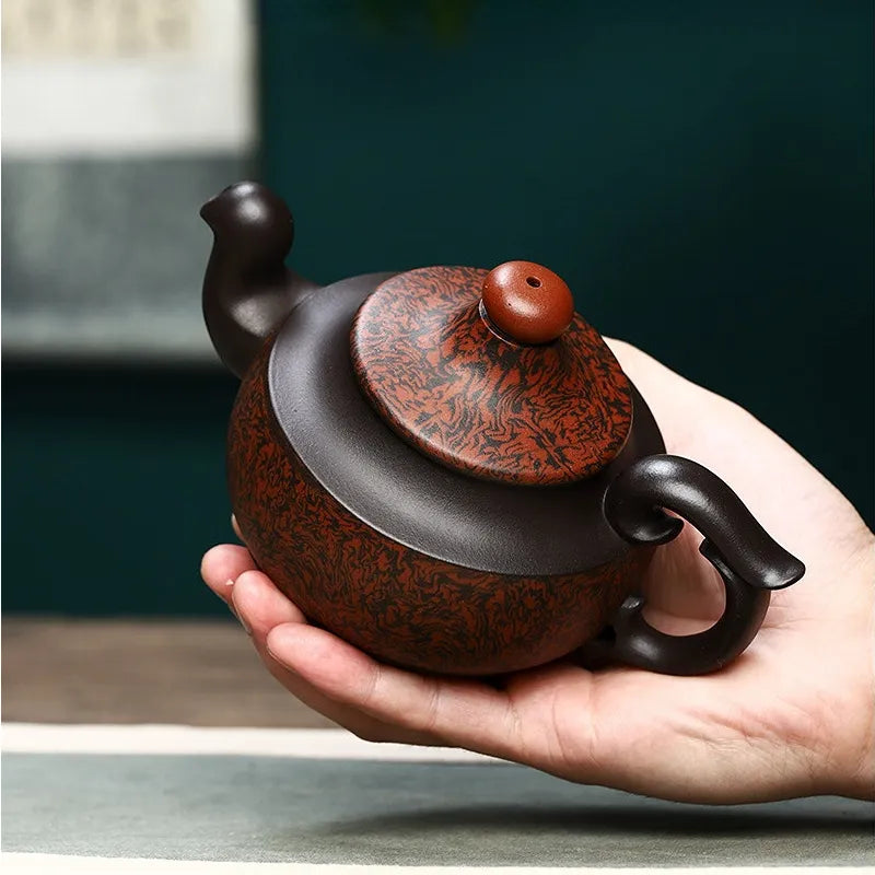 Full Handmade Yixing Zisha Teapot [Dancing Phoenix] (Hei Jiao Ni - 350ml) - YIQIN TEA HOUSE | yiqinteahouse.com | >300ml, full handmade zisha teapot, new arrival, plain smooth, teapot, teaware