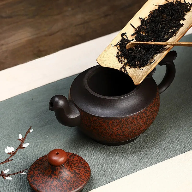 Full Handmade Yixing Zisha Teapot [Dancing Phoenix] (Hei Jiao Ni - 350ml) - YIQIN TEA HOUSE | yiqinteahouse.com | >300ml, full handmade zisha teapot, new arrival, plain smooth, teapot, teaware