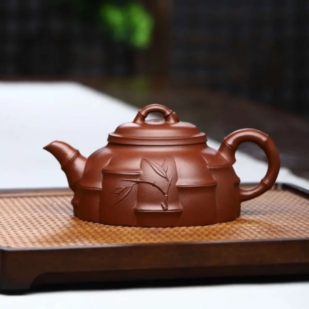 Full Handmade Yixing Zisha Teapot [Half Moon Bamboo Pot] (Di Cao Qing - 260ml) - YIQIN TEA HOUSE | yiqinteahouse.com | 200-300ml, full handmade zisha teapot, new arrival, plain smooth, teapot, teaware