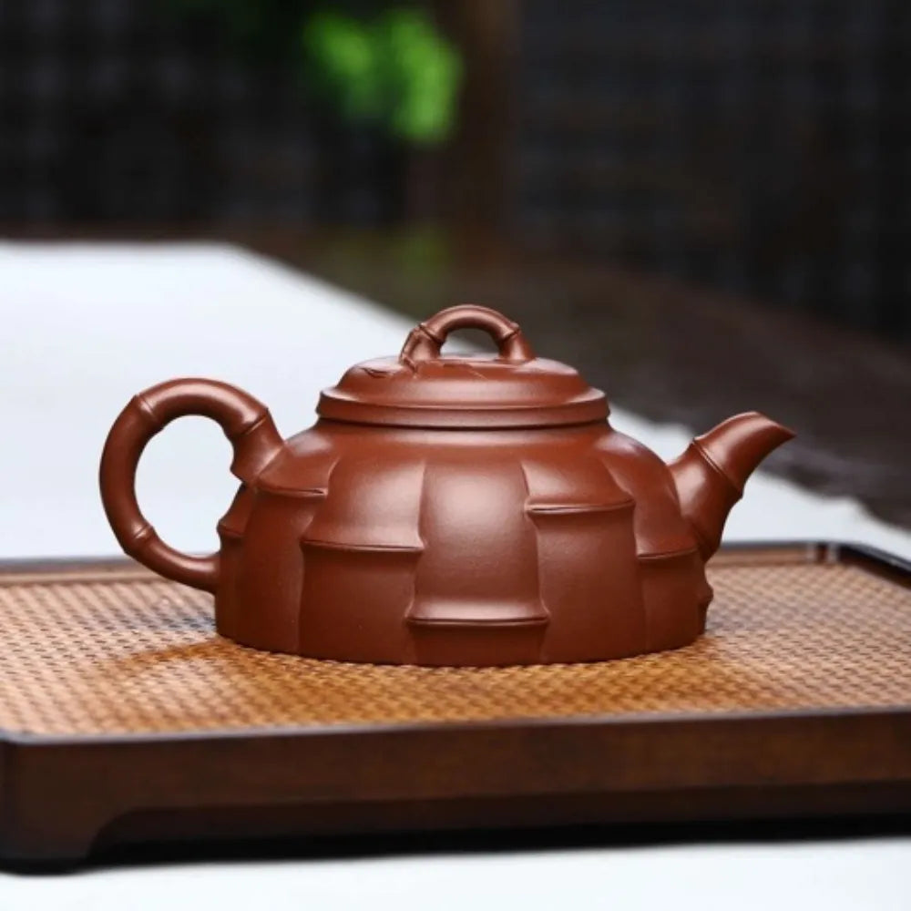 Full Handmade Yixing Zisha Teapot [Half Moon Bamboo Pot] (Di Cao Qing - 260ml) - YIQIN TEA HOUSE | yiqinteahouse.com | 200-300ml, full handmade zisha teapot, new arrival, plain smooth, teapot, teaware