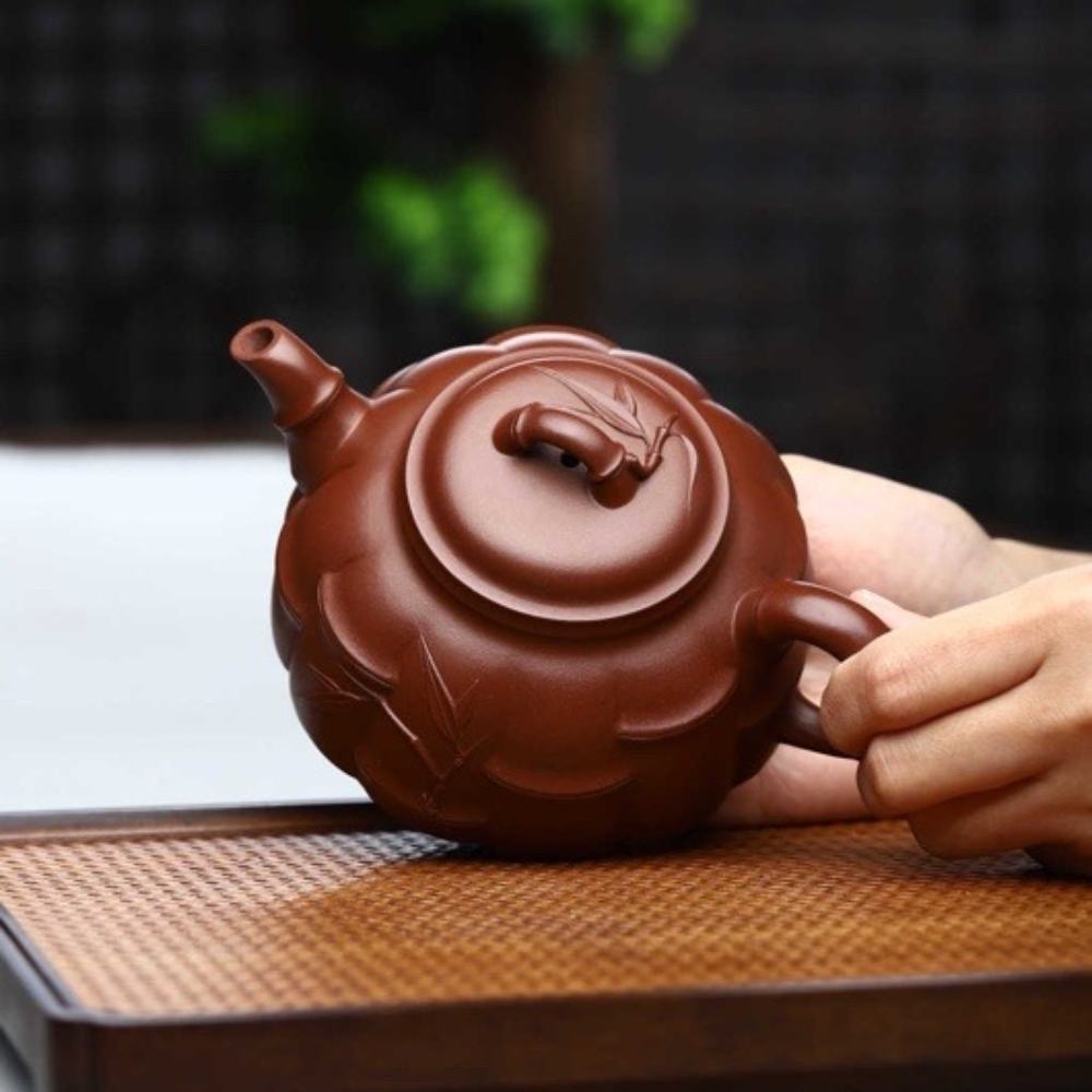 Full Handmade Yixing Zisha Teapot [Half Moon Bamboo Pot] (Di Cao Qing - 260ml) - YIQIN TEA HOUSE | yiqinteahouse.com | 200-300ml, full handmade zisha teapot, new arrival, plain smooth, teapot, teaware