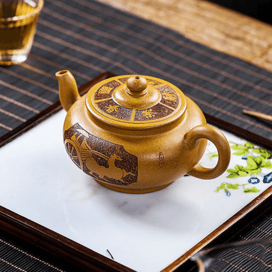 Full Handmade Yixing Zisha Teapot [Hou De Zai Wu] (Huangjin Duan Ni - 280ml) - YIQIN TEA HOUSE | yiqinteahouse.com | 200-300ml, full handmade zisha teapot, new arrival, teaware