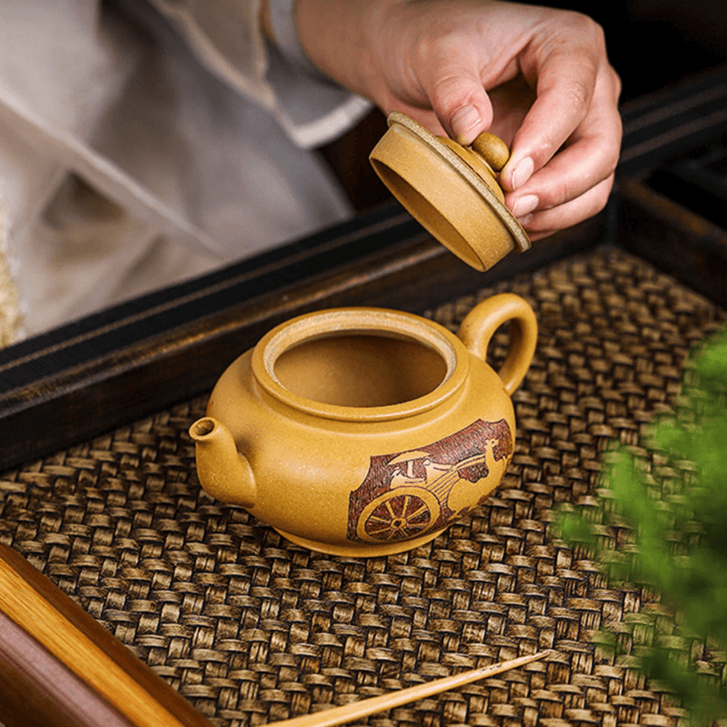 Full Handmade Yixing Zisha Teapot [Hou De Zai Wu] (Huangjin Duan Ni - 280ml) - YIQIN TEA HOUSE | yiqinteahouse.com | 200-300ml, full handmade zisha teapot, new arrival, teaware