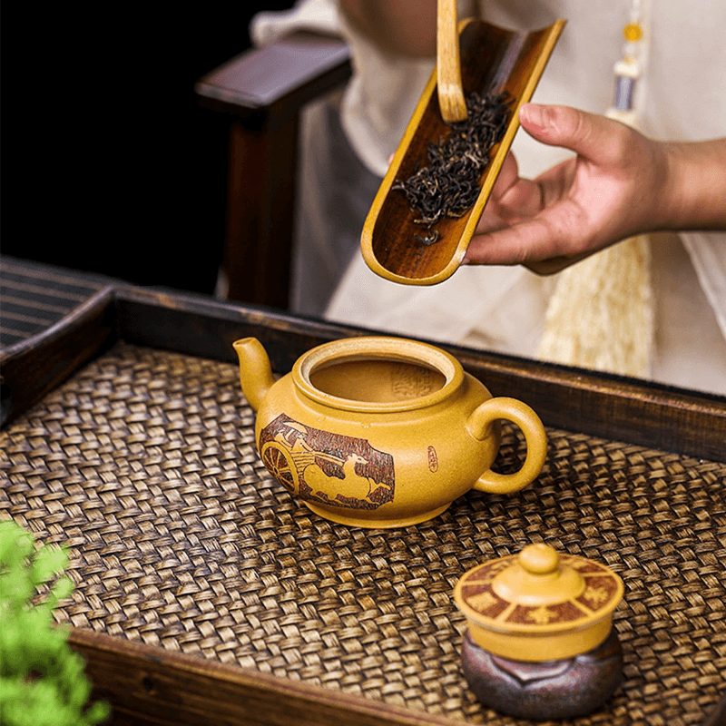 Full Handmade Yixing Zisha Teapot [Hou De Zai Wu] (Huangjin Duan Ni - 280ml) - YIQIN TEA HOUSE | yiqinteahouse.com | 200-300ml, full handmade zisha teapot, new arrival, teaware