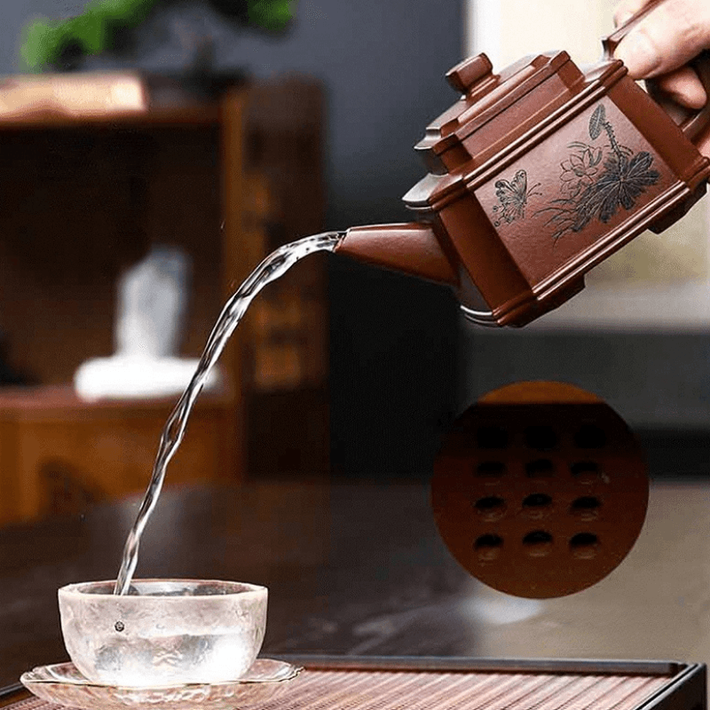 Full Handmade Yixing Zisha Teapot [Hua Yun Die Wu] (Di Cao Qing - 320ml) - YIQIN TEA HOUSE | yiqinteahouse.com | >300ml, full handmade zisha teapot, new arrival, teapot, teaware