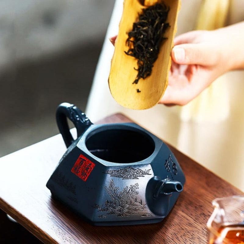 Full Handmade Yixing Zisha Teapot [Huna Baifu] 1 Pot 5 Cups Set (Tian Qing Ni - 320ml) - YIQIN TEA HOUSE | yiqinteahouse.com | >300ml, autopostr_instagram_69921, full handmade zisha teapot, new arrival, teapot, teaware, teaware set